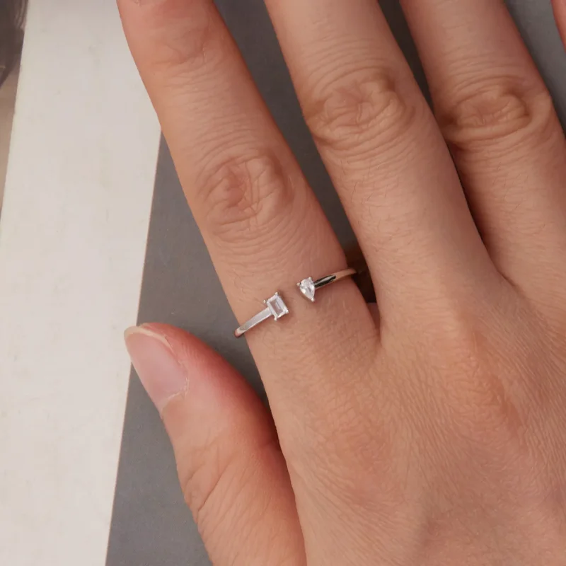 (zdjęcie do) Pandora Style 925 Srebrna pierścionek otwarty z cyrkoniami - Utleniona minimalis - Wyświetl 4