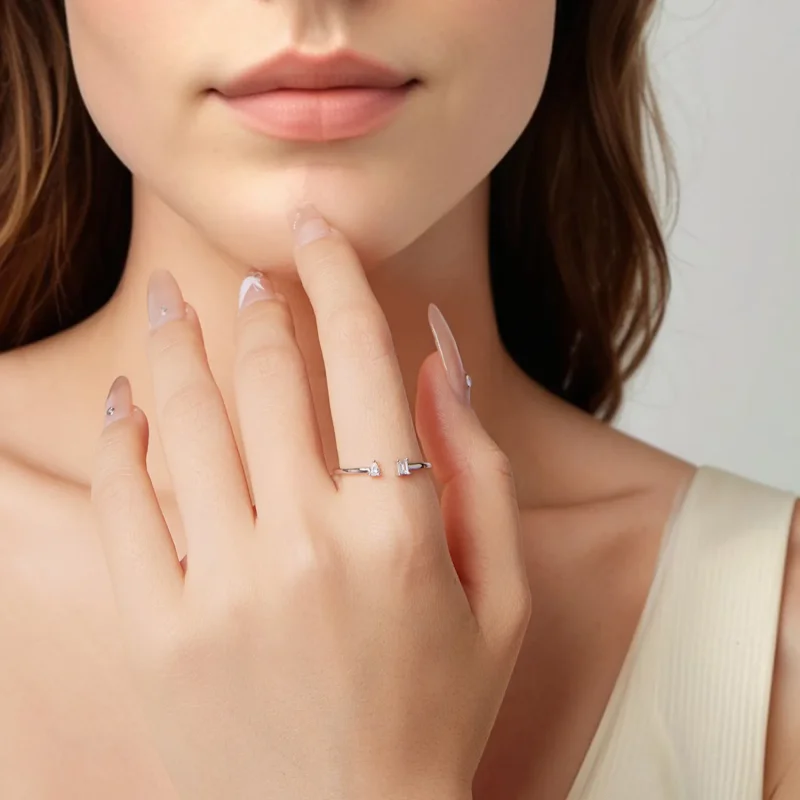 (zdjęcie do) Pandora Style 925 Srebrna pierścionek otwarty z cyrkoniami - Utleniona minimalis - Wyświetl 6