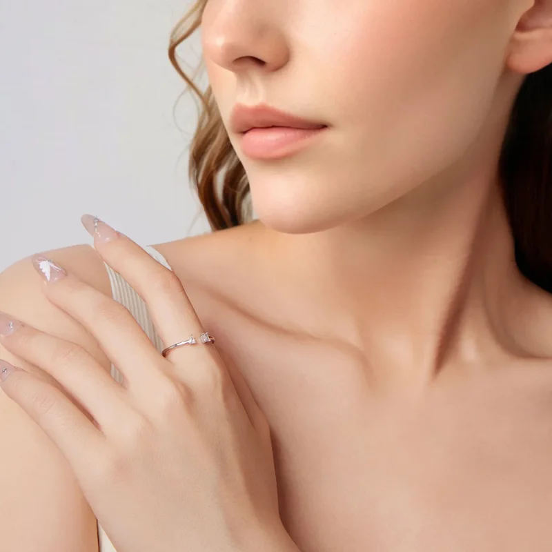 (zdjęcie do) Pandora Style 925 Srebrna pierścionek otwarty z cyrkoniami - Utleniona minimalis - Wyświetl 7