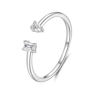 (zdjęcie do) Pandora Style 925 Srebrna pierścionek otwarty z cyrkoniami - Utleniona minimalistyczna biżuteria - BSR687-E
