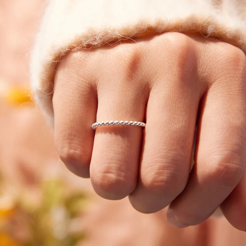 (zdjęcie do) Pandora Style 925 Srebrna Pierścionek Koralikowy - Oksydowany - BSR689 - Wyświetl 3