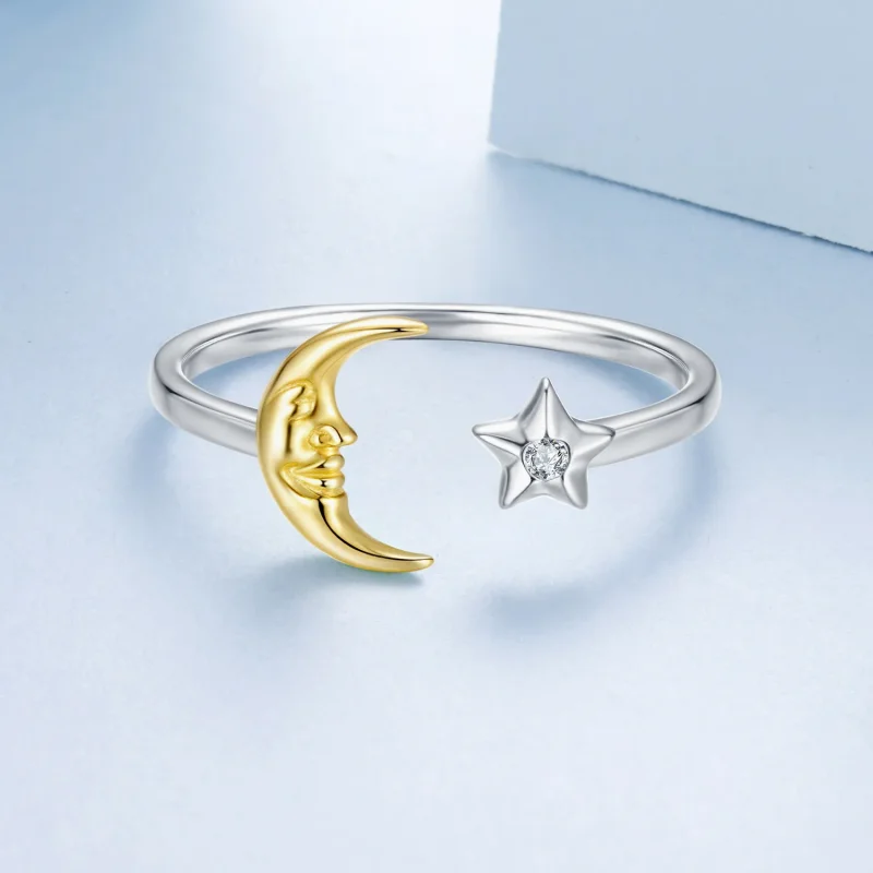 (zdjęcie do) Pandora Style 925 Srebrna pierścionek otwarty gwiazda i księżyc z cyrkoniami - p - Wyświetl 3