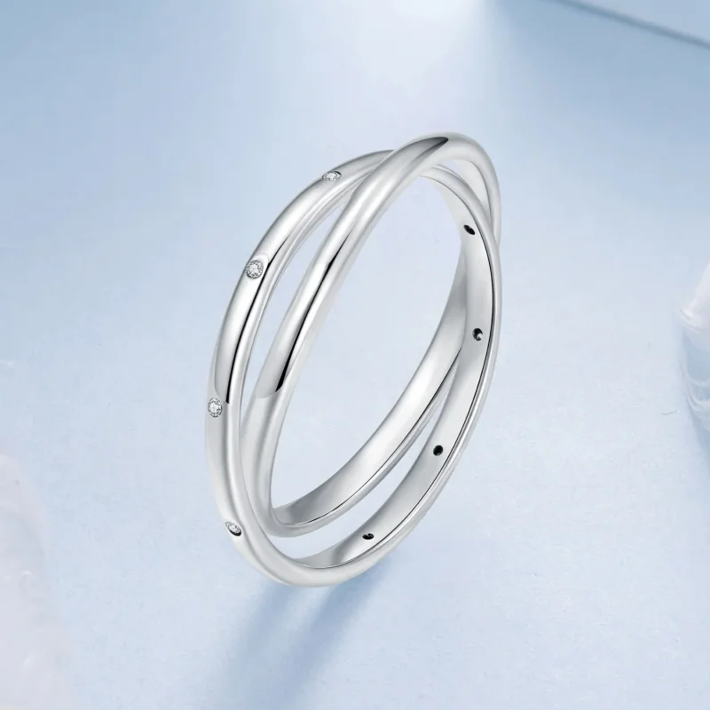 (zdjęcie do) Pandora Style 925 Srebro Próby Eternal Podwójny Pierścionek z Cyrkoniami - Plate - Wyświetl 2