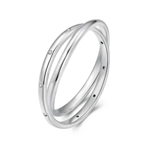 (zdjęcie do) Pandora Style 925 Srebro Próby Eternal Podwójny Pierścionek z Cyrkoniami - Platerowany Platyną - BSR691
