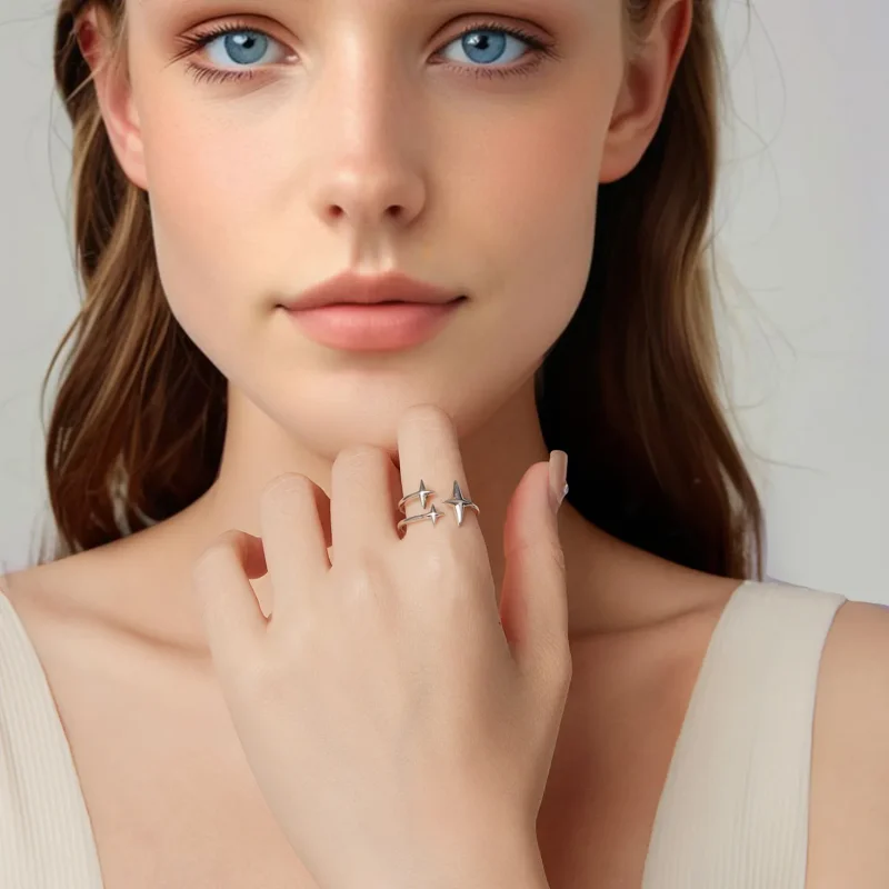 (zdjęcie do) Pandora Style 925 Srebrna Pierścionek otwarty Starlight z oksydowanym wykończeni - Wyświetl 6