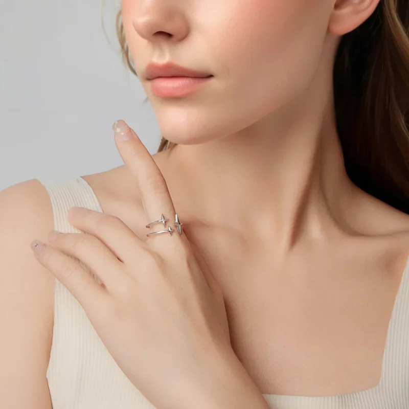 (zdjęcie do) Pandora Style 925 Srebrna Pierścionek otwarty Starlight z oksydowanym wykończeni - Wyświetl 7