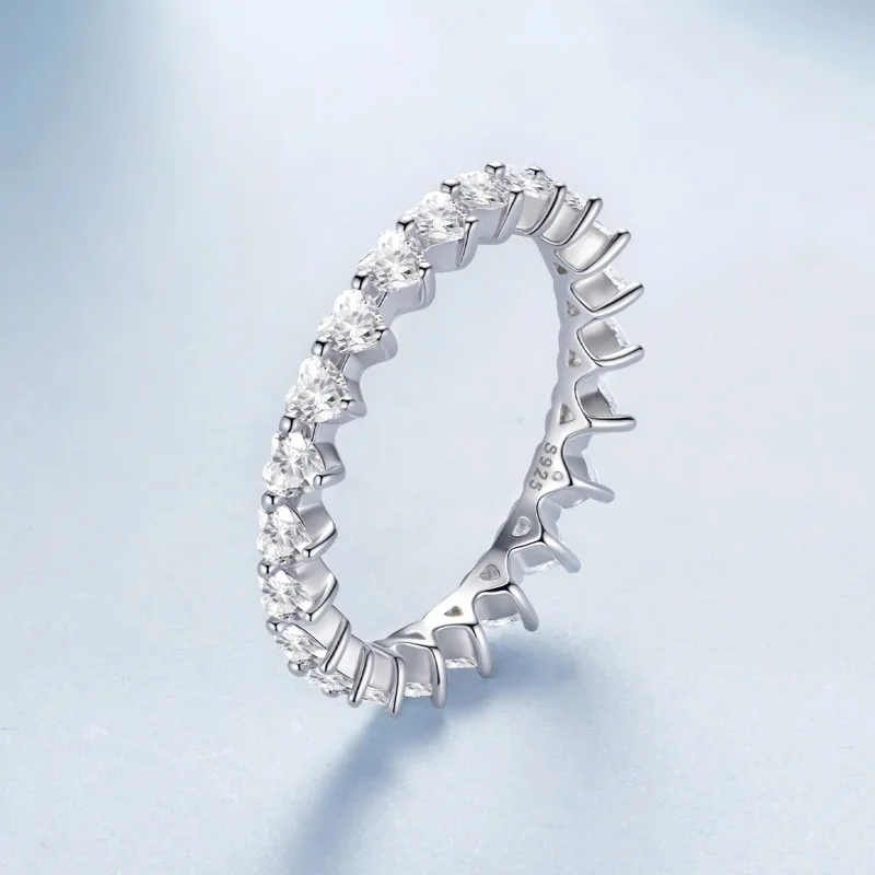 (zdjęcie do) Pandora Style Heart Cubic Zirconia Pierścień Wieczności - 925 Srebro Próby 925 P - Wyświetl 2