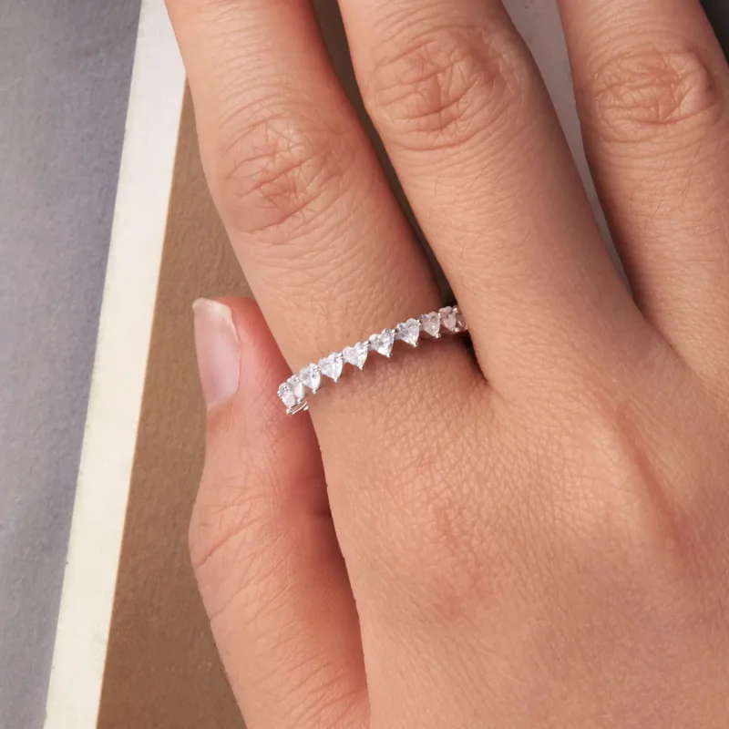 (zdjęcie do) Pandora Style Heart Cubic Zirconia Pierścień Wieczności - 925 Srebro Próby 925 P - Wyświetl 4