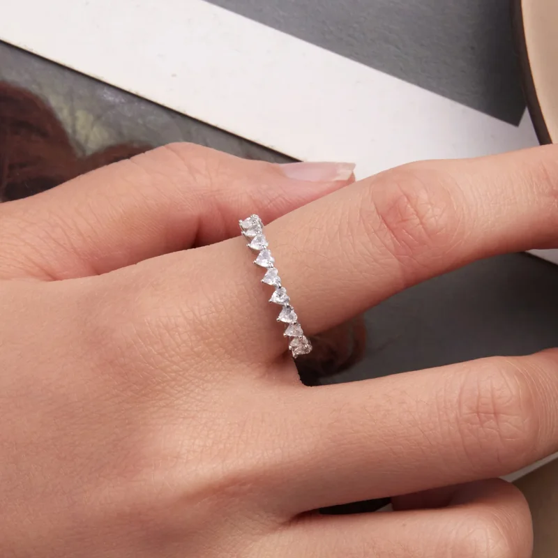 (zdjęcie do) Pandora Style Heart Cubic Zirconia Pierścień Wieczności - 925 Srebro Próby 925 P - Wyświetl 5