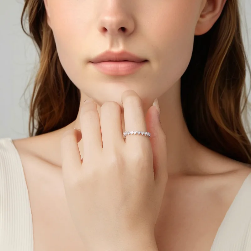 (zdjęcie do) Pandora Style Heart Cubic Zirconia Pierścień Wieczności - 925 Srebro Próby 925 P - Wyświetl 6