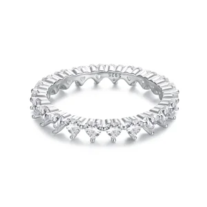 Pandora Style Heart Cubic Zirconia Pierścień Wieczności - 925 Srebro Próby 925 Platerowane Białym Złotem - BSR704 (zdjęcie do) Pandora Style Heart Cubic Zirconia Pierścień Wieczności - 925 Srebro Próby 925 Platerowane Białym Złotem - BSR704