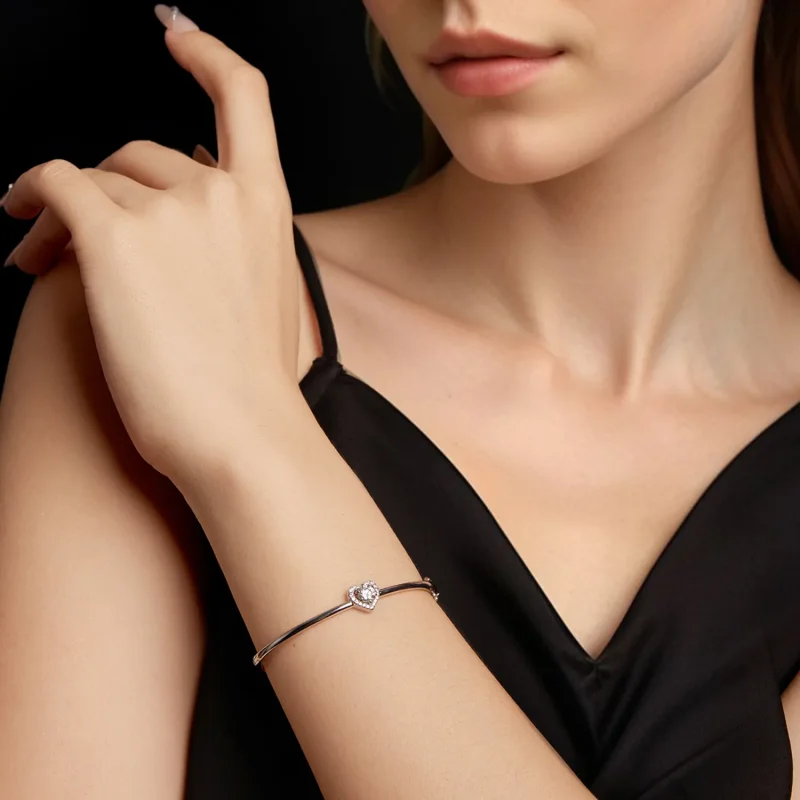 (zdjęcie do) Pandora Style 925 Srebrna Bransoletka z Sercem z Moissanite i Cyrkoniami - Plate - Wyświetl 5