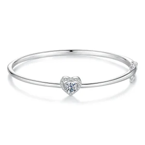 (zdjęcie do) Pandora Style 925 Srebrna Bransoletka z Sercem z Moissanite i Cyrkoniami - Platerowana Platyną z Certyfikatem - MSB026