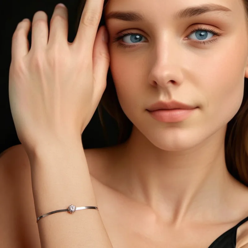 (zdjęcie do) Pandora Style 925 Srebrna Biżuteria z Moissanitem Romantyczny Pąk Bransoletka z - Wyświetl 5