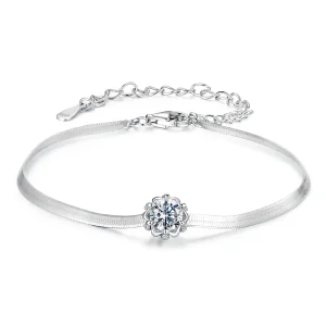 Pandora Style 925 Srebrna Biżuteria z Moissanitem Romantyczny Pąk Bransoletka z Cyrkoniami - Platerowana Platyną z Certyfikatem - MSB027 (zdjęcie do) Pandora Style 925 Srebrna Biżuteria z Moissanitem Romantyczny Pąk Bransoletka z Cyrkoniami - Platerowana Platyną z Certyfikatem - MSB027