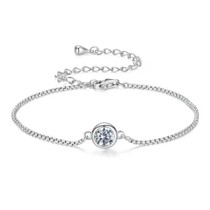 Pandora Style 925 Srebrna Bransoletka z Moissanitem - Platerowana Platyną z Certyfikatem - MSB028 (zdjęcie do) Pandora Style 925 Srebrna Bransoletka z Moissanitem - Platerowana Platyną z Certyfikatem - MSB028