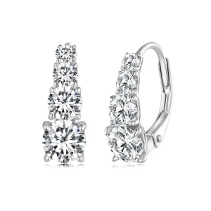 (zdjęcie do) Pandora Style 925 Srebro Próby 925 Moissanite Wiosenne Kolczyki z Certyfikatami 5mm - Platerowane Platyną - MSE023