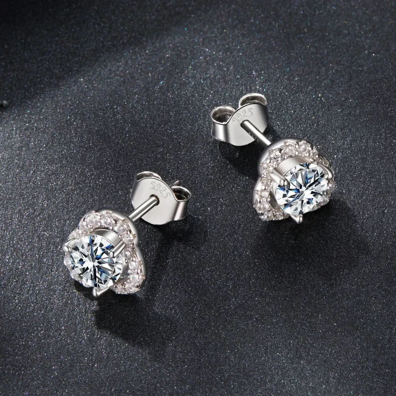 (zdjęcie do) Pandora Style 925 Srebrne Kolczyki z Moissanitem i Cyrkoniami z Dwoma Certyfikat - Wyświetl 3