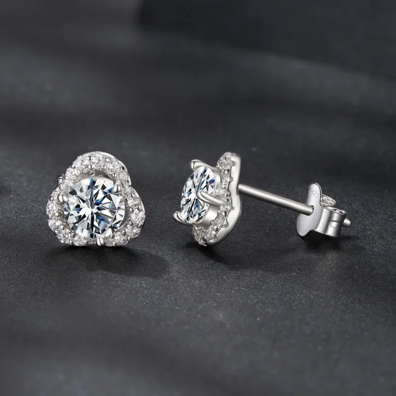 (zdjęcie do) Pandora Style 925 Srebrne Kolczyki z Moissanitem i Cyrkoniami z Dwoma Certyfikat - Wyświetl 4