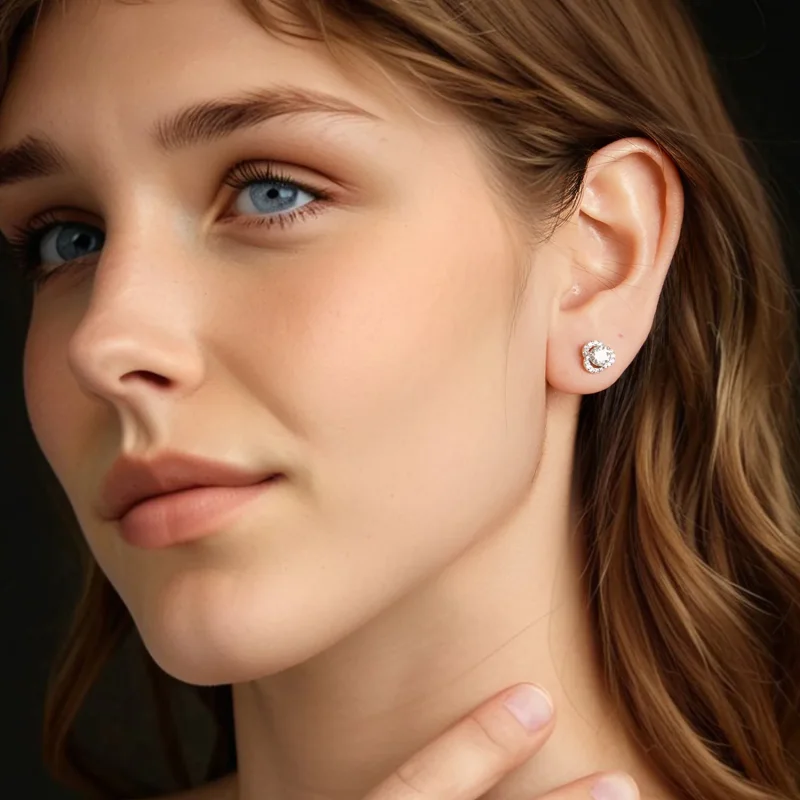 (zdjęcie do) Pandora Style 925 Srebrne Kolczyki z Moissanitem i Cyrkoniami z Dwoma Certyfikat - Wyświetl 6