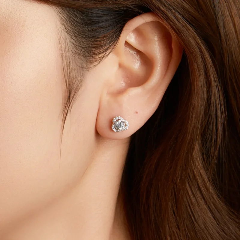 (zdjęcie do) Pandora Style 925 Srebrne Kolczyki z Moissanitem i Cyrkoniami z Dwoma Certyfikat - Wyświetl 9