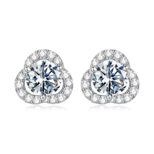 (zdjęcie do) Pandora Style 925 Srebrne Kolczyki z Moissanitem i Cyrkoniami z Dwoma Certyfikatami - Platerowane Platyną - MSE093