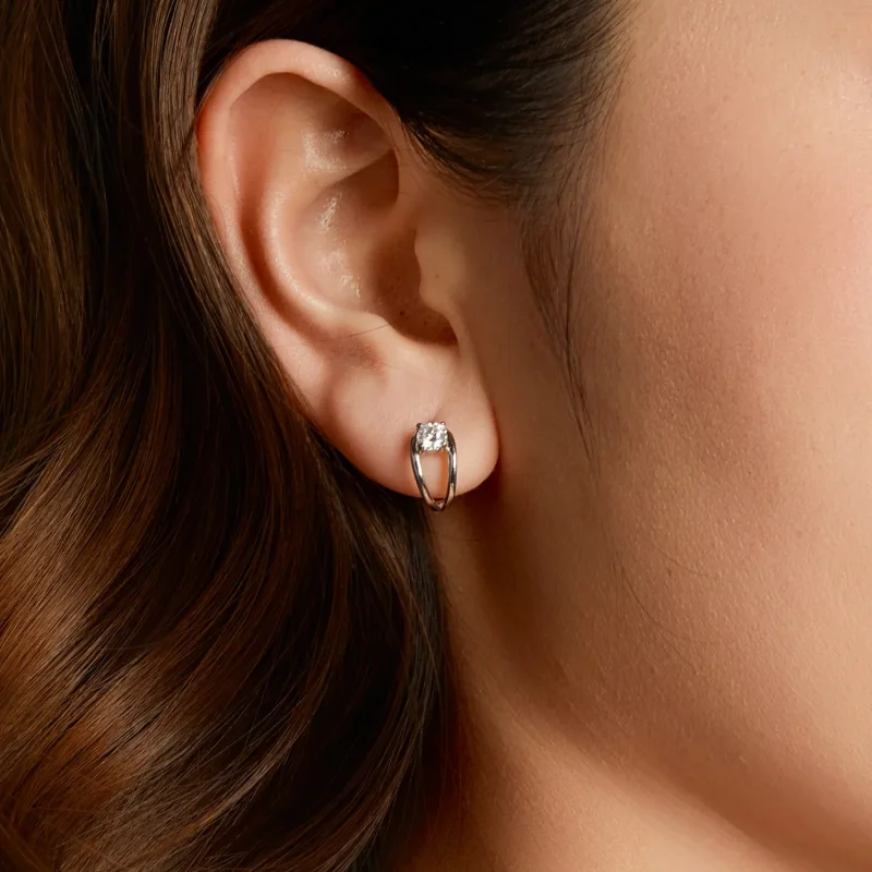 (zdjęcie do) Pandora Style 925 Srebrne Kolczyki Kulki z Moissanitem z Certyfikatem - Platerow - Wyświetl 9