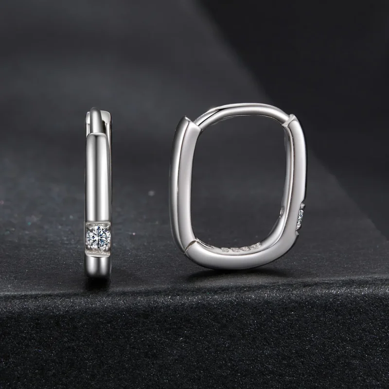 (zdjęcie do) Pandora Style 925 Srebrne Kolczyki Kwadratowe z Moissanitem z Certyfikatem - Biż - Wyświetl 2