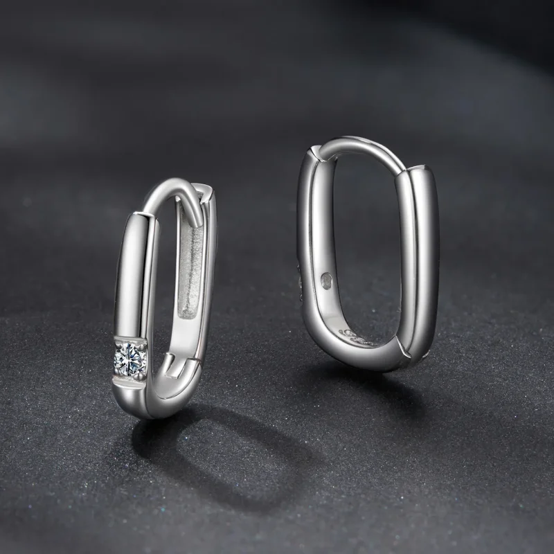 (zdjęcie do) Pandora Style 925 Srebrne Kolczyki Kwadratowe z Moissanitem z Certyfikatem - Biż - Wyświetl 3