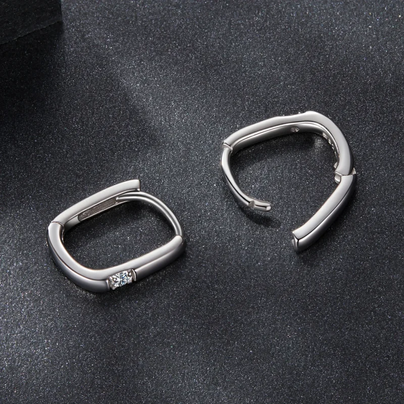 (zdjęcie do) Pandora Style 925 Srebrne Kolczyki Kwadratowe z Moissanitem z Certyfikatem - Biż - Wyświetl 4