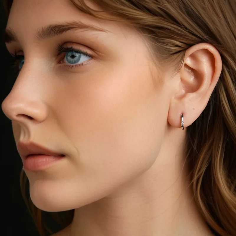 (zdjęcie do) Pandora Style 925 Srebrne Kolczyki Kwadratowe z Moissanitem z Certyfikatem - Biż - Wyświetl 7