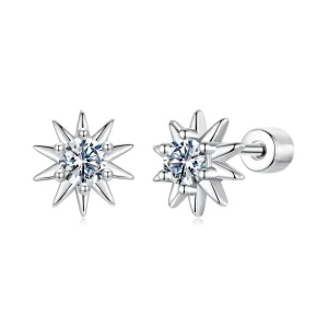 (zdjęcie do) Pandora Style 925 Srebrne Kolczyki Słoneczko z Moissanite z Certyfikatem - Platerowane Platyną - MSE096