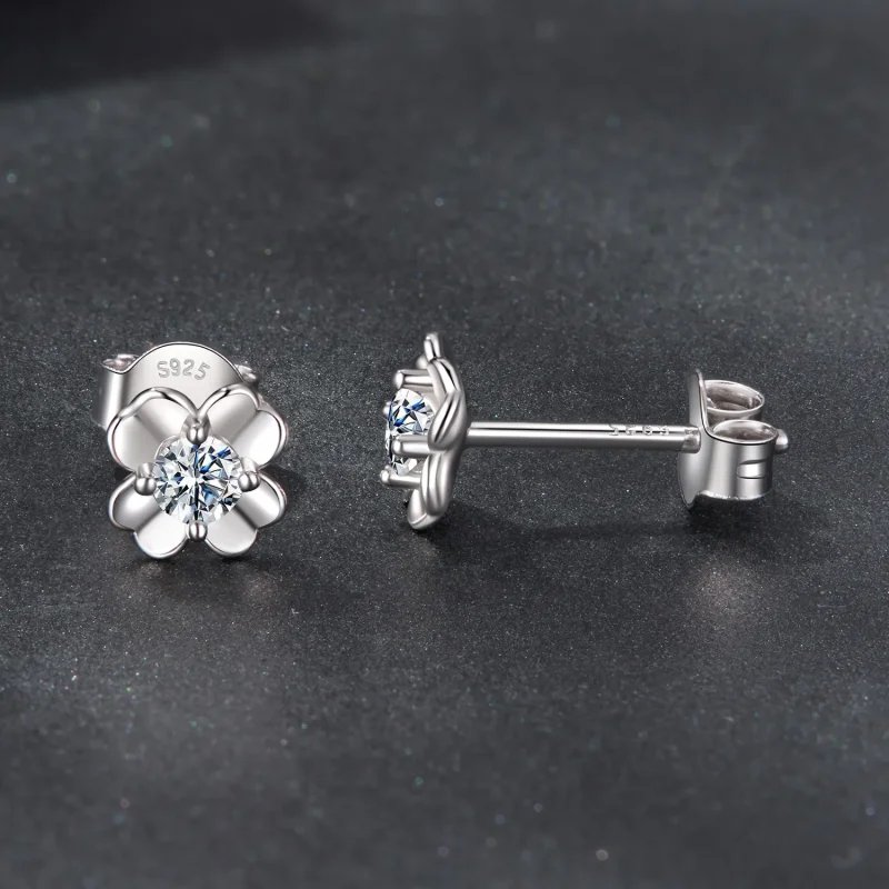 (zdjęcie do) Pandora Style 925 Srebrne Kolczyki z Moissanitem w Koniczynce z Certyfikatem - P - Wyświetl 4
