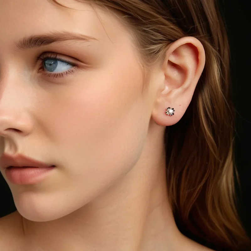 (zdjęcie do) Pandora Style 925 Srebrne Kolczyki z Moissanitem w Koniczynce z Certyfikatem - P - Wyświetl 6