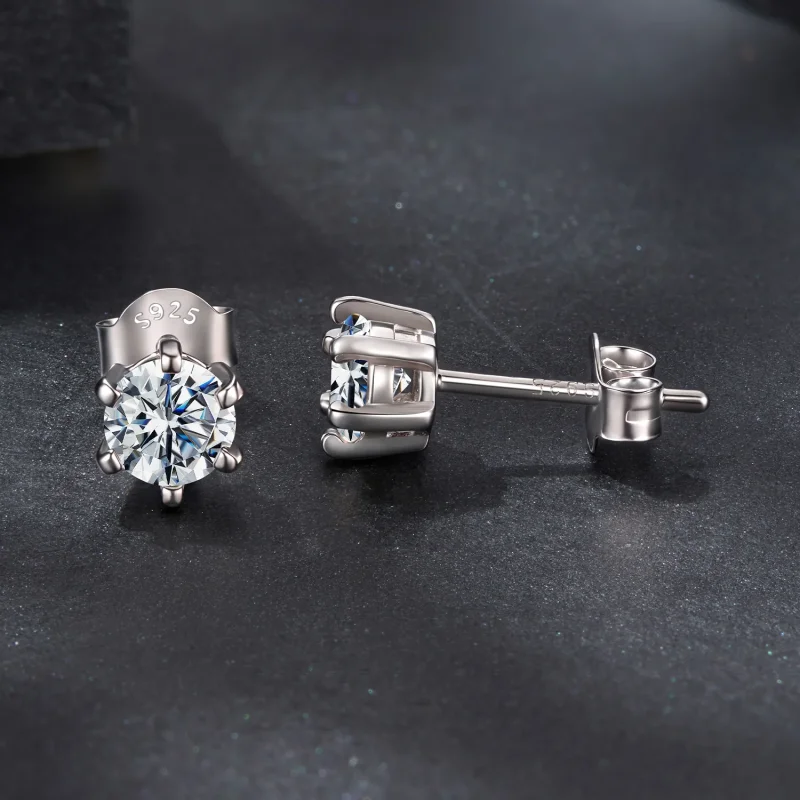 (zdjęcie do) Pandora Style Kolcowe Kolczyki z Moissanitem 6-Szpilkowe z Platerowanym Platyną - Wyświetl 4