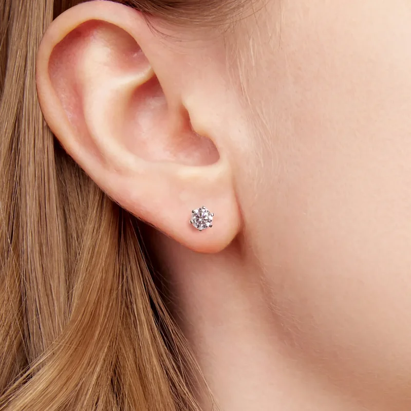 (zdjęcie do) Pandora Style Kolcowe Kolczyki z Moissanitem 6-Szpilkowe z Platerowanym Platyną - Wyświetl 6