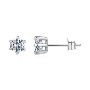 (zdjęcie do) Pandora Style Kolcowe Kolczyki z Moissanitem 6-Szpilkowe z Platerowanym Platyną Srebrem 925 i Podwójnym Certyfikatem - MSE100-M