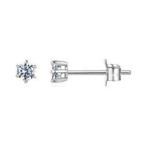 (zdjęcie do) Pandora Style Kolcowe Kolczyki z Moissanitem z 6 Zaczepami, Platerowane Platyną 925 Srebra & z Certyfikatem - MSE100-S