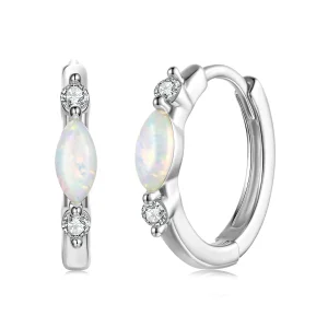 (zdjęcie do) Pandora Style Kolczyki Obręczowe z Moissanite z Platynowym Powłoką 925 Silver i Certyfikatem - MSE107-A