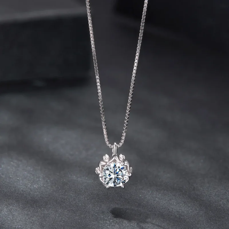 (zdjęcie do) Naszyjnik Pandora Style-Inspired z Moissanitem w kształcie pąka kwiatu, 925 sreb - Wyświetl 3