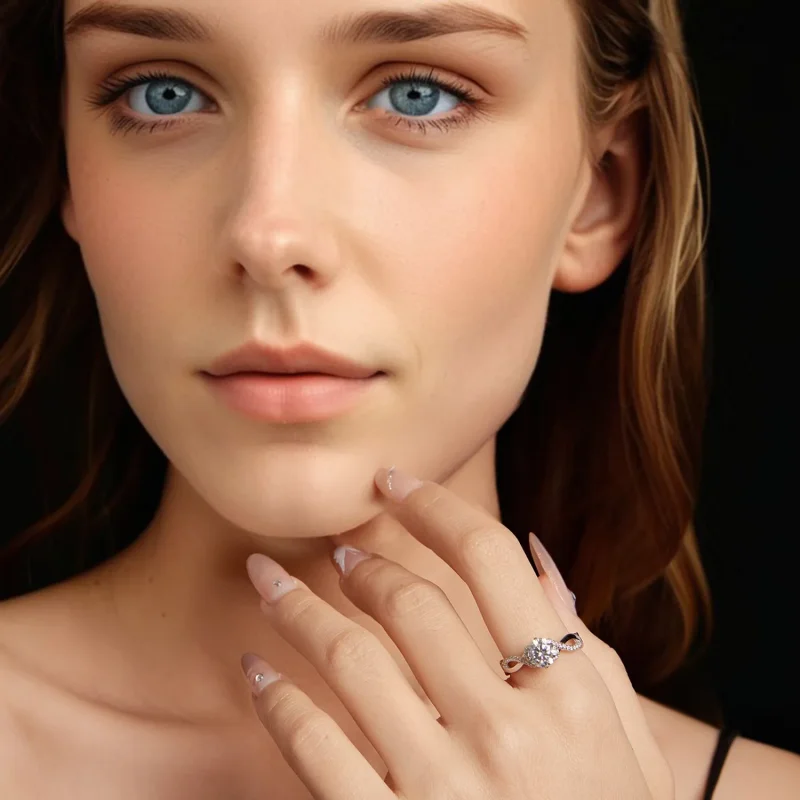 (zdjęcie do) Pierścień Pandora Style Infinity z Moissanite i certyfikatem - MSR076 - Wyświetl 9