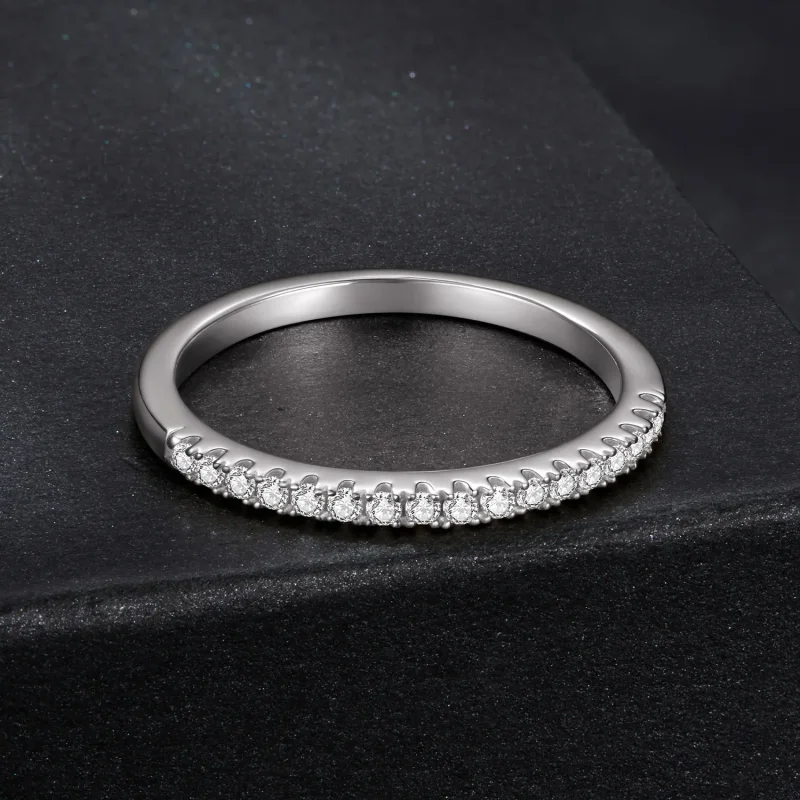 (zdjęcie do) Pandora Style Półwieczność Pierścionek Zaręczynowy z Moissanite 925 Srebro Plate - Wyświetl 4