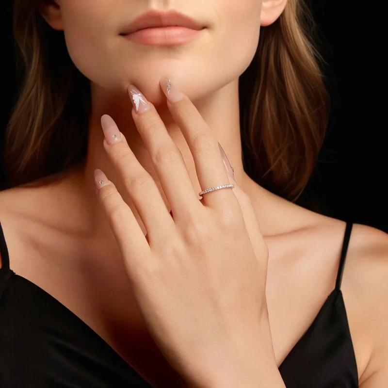 (zdjęcie do) Pandora Style Półwieczność Pierścionek Zaręczynowy z Moissanite 925 Srebro Plate - Wyświetl 5