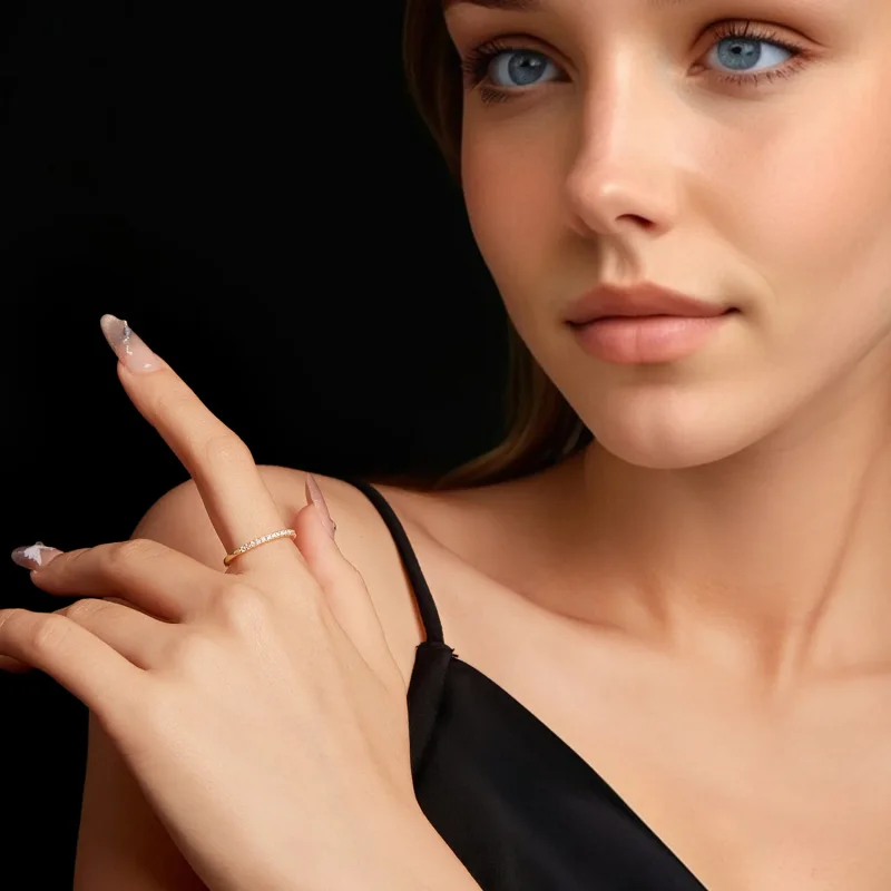 (zdjęcie do) Pandora Style Półwieczność Pierścionek Zaręczynowy z Moissanite Srebro 925 Pozła - Wyświetl 6
