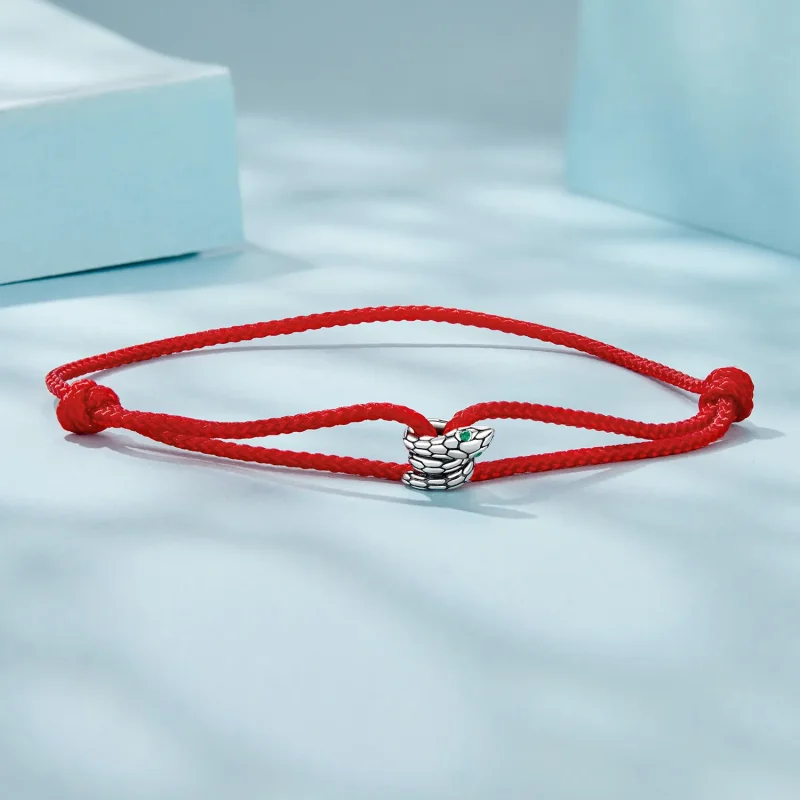(zdjęcie do) Pandora Style Snake Bracelet 925 Srebro Cyrkonia Utleniana Bawełniana Linka - SC - Wyświetl 3