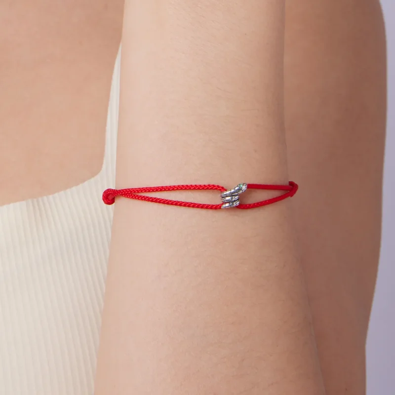 (zdjęcie do) Pandora Style Snake Bracelet 925 Srebro Cyrkonia Utleniana Bawełniana Linka - SC - Wyświetl 4