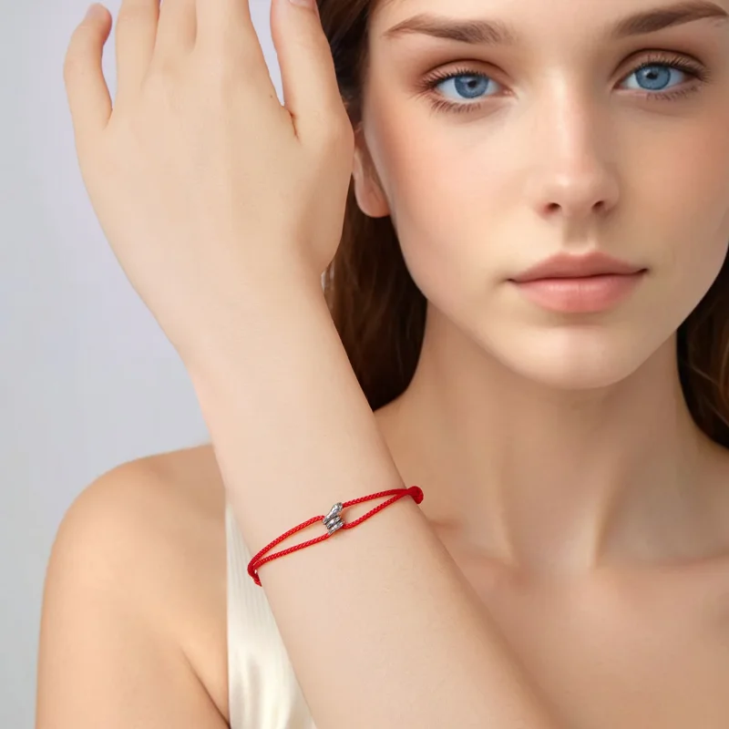 (zdjęcie do) Pandora Style Snake Bracelet 925 Srebro Cyrkonia Utleniana Bawełniana Linka - SC - Wyświetl 6