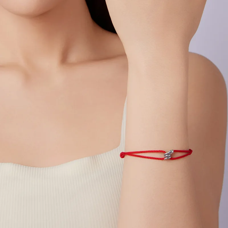 (zdjęcie do) Pandora Style Snake Bracelet 925 Srebro Cyrkonia Utleniana Bawełniana Linka - SC - Wyświetl 9