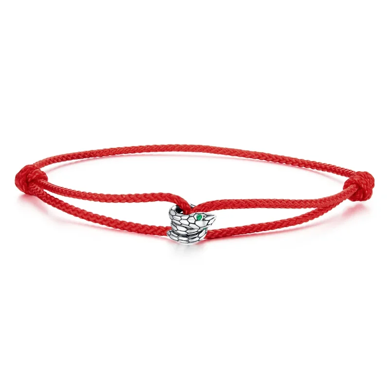 (zdjęcie do) Pandora Style Snake Bracelet 925 Srebro Cyrkonia Utleniana Bawełniana Linka - SCB298