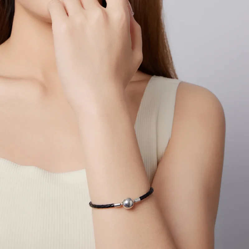 (zdjęcie do) Pandora Style Okrągła Zapięcie Bransoletka Skórzana 925 Srebro Utleniane - SCB29 - Wyświetl 8